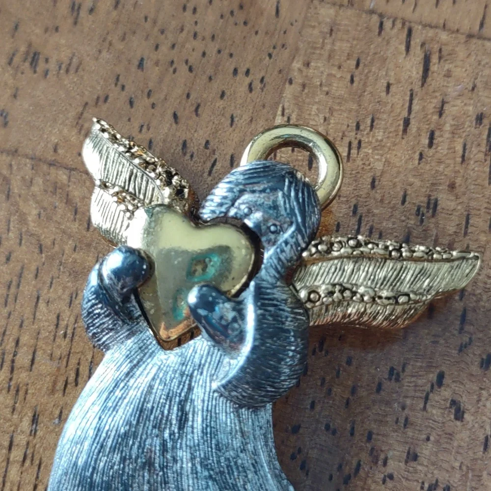 Vintage Liz Claiborne Angel with Heart Brooch